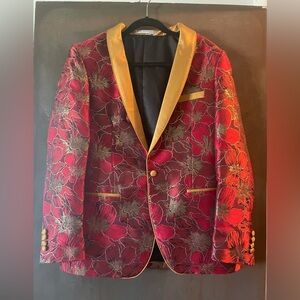 Ferrecci Red and Gold Floral Blazer